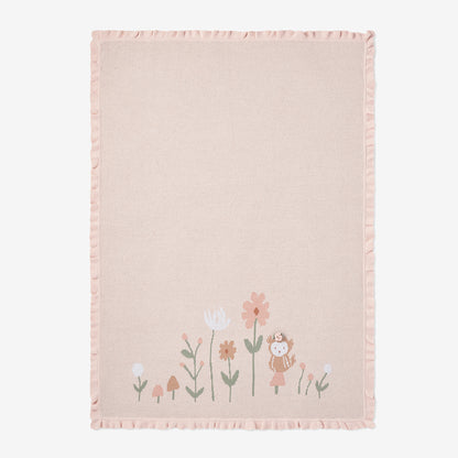 Floral Owl Cotton Knit Baby Blanket