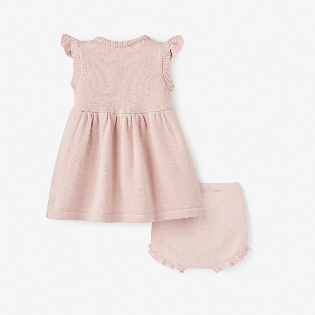 Mermaid Cotton Knit Baby Dress w/ Bloomer